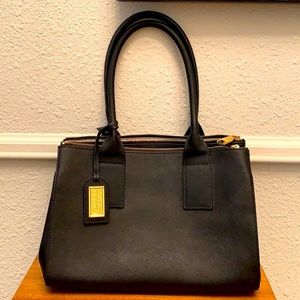 Badgley Mischka black purse tote w/gold hardware